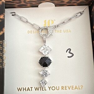 Source Unknown Silver and Black Geometric Necklace